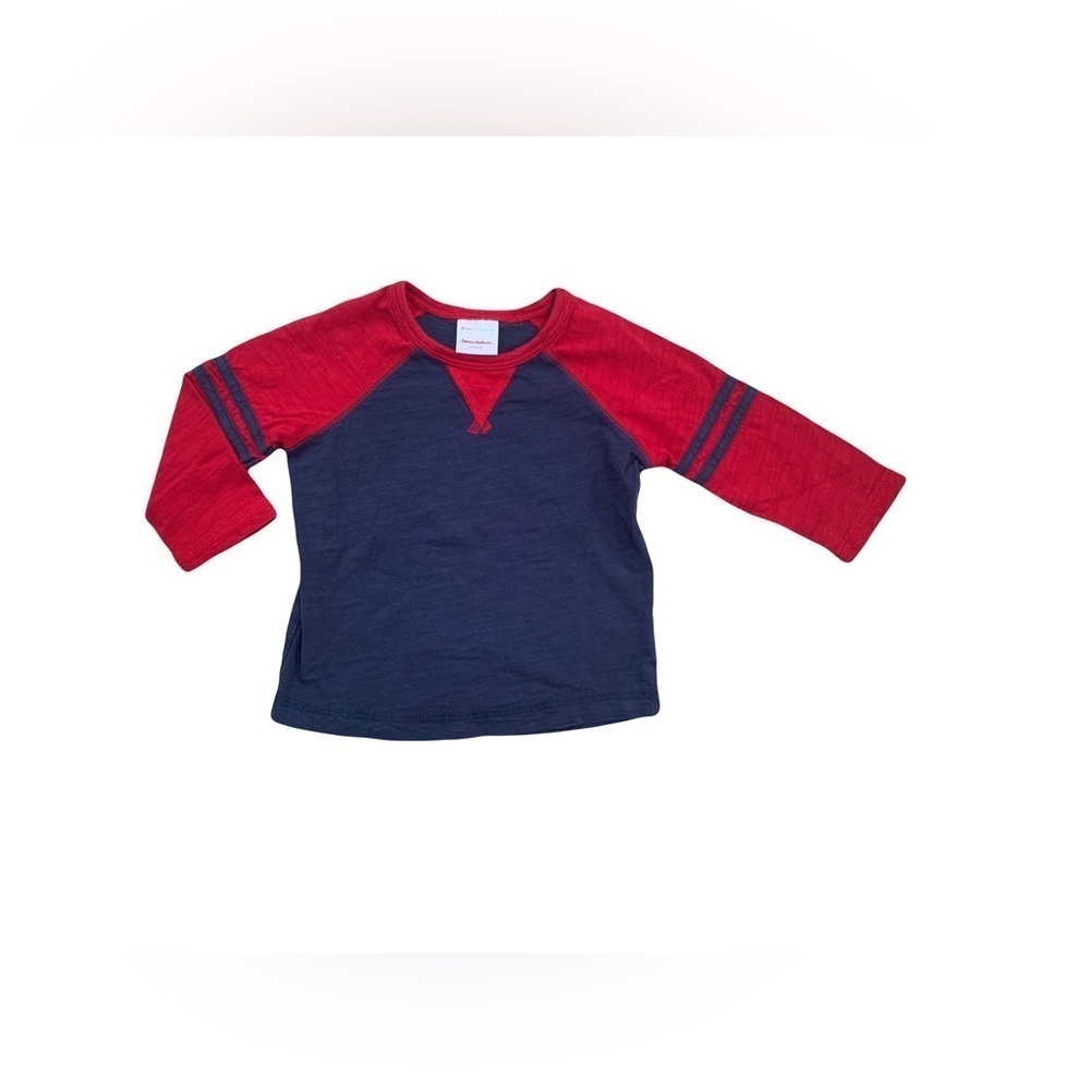 Hanna Andersson Size 18-24 Months Navy and Red Raglan Long Sleeve Tee